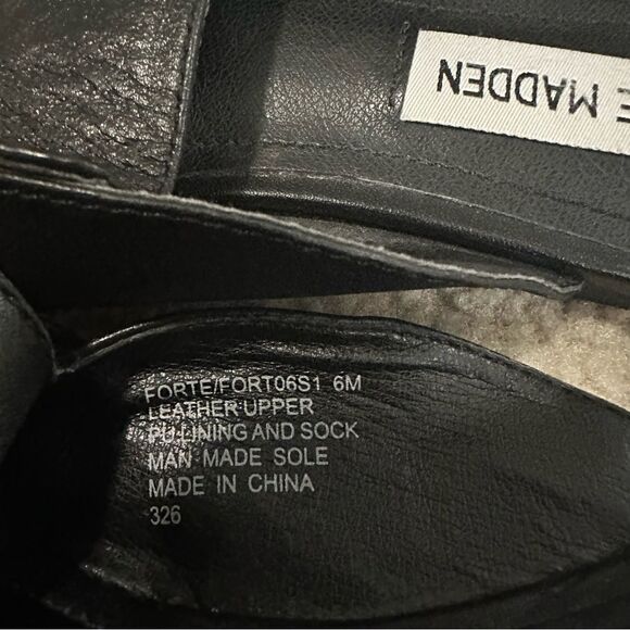 Steve Madden black career style loafers with gold chain detailing - Picture 6 of 8